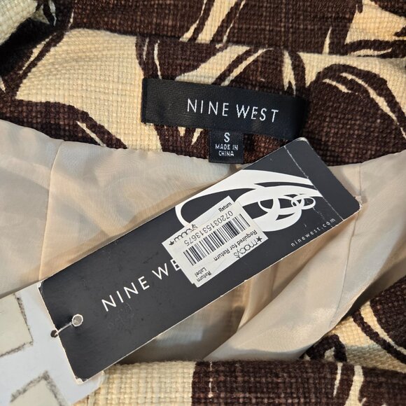 NINE WEST Coquette Girl Boho Ivory & Brown Floral Tweed Coat Jacket Size S NEW! - Picture 11 of 16